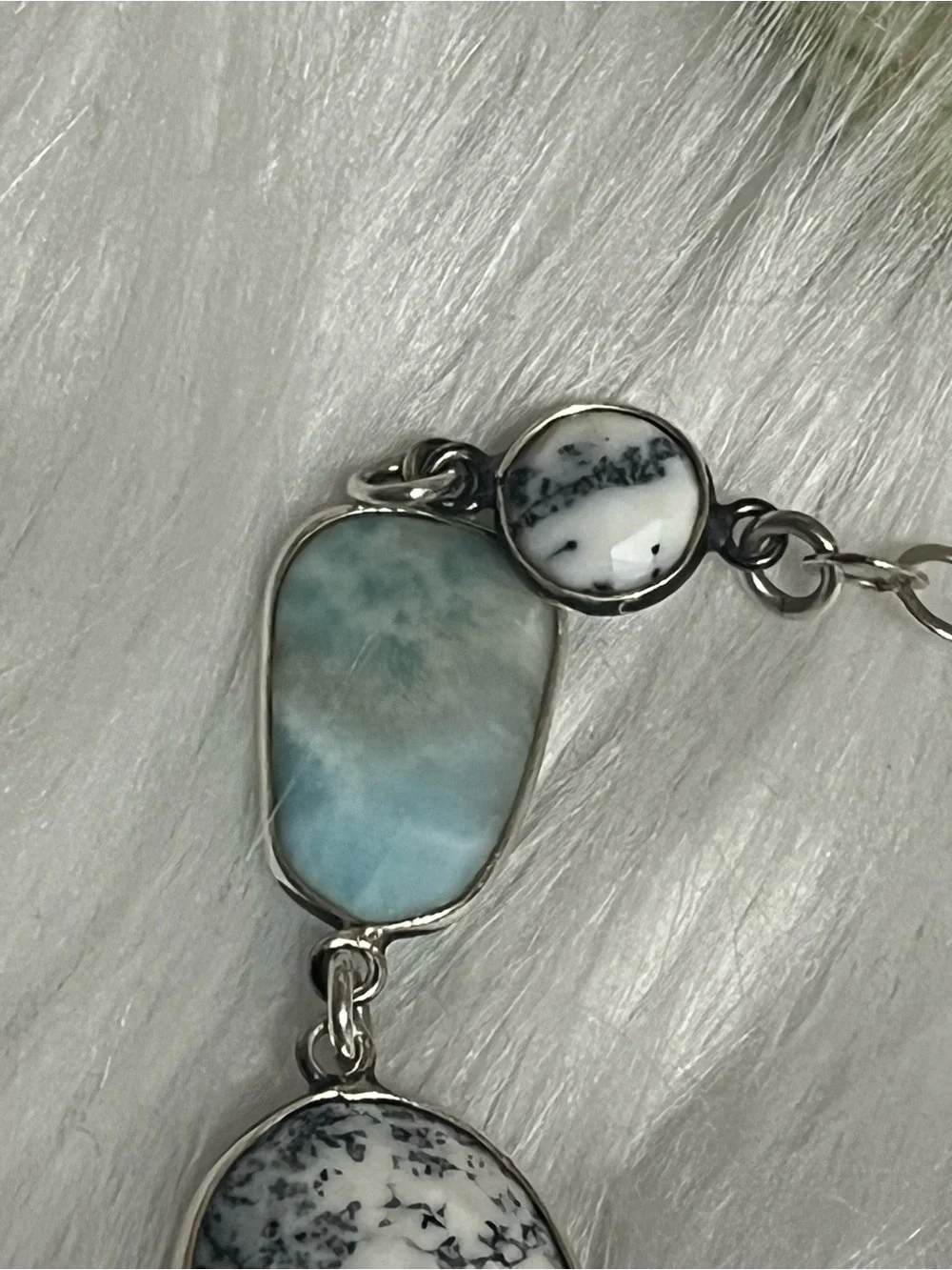 Gorgeous Sterling Larimar Dendritic Agate Bracelet